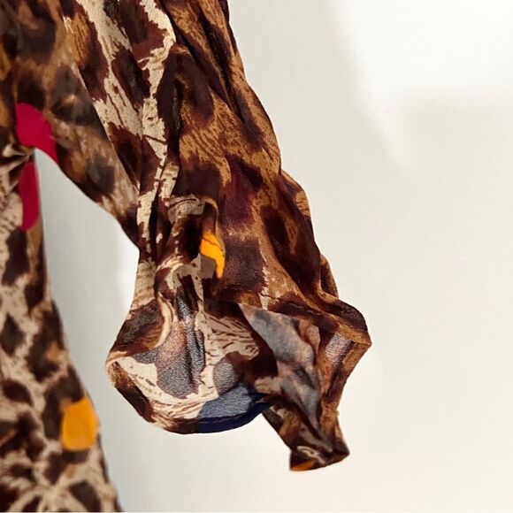 & Other Stories Leopard Print Wrap Dress V Neck Mini Dress Cinch Waist 8 - Picture 4 of 11